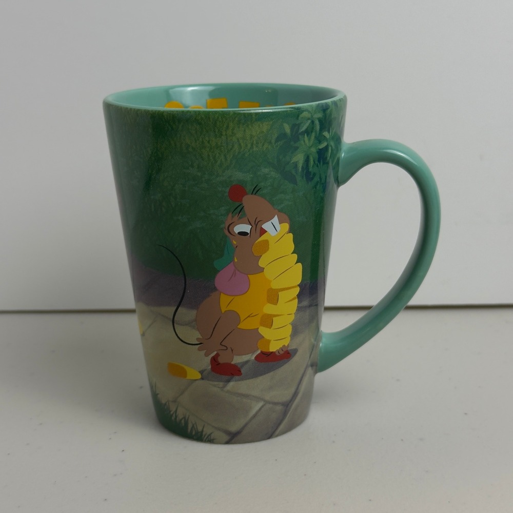 Disney Mug Gus Gus Cinderella Zoot Zoot Teal Green Ceramic Latte Coffee Cup NWT